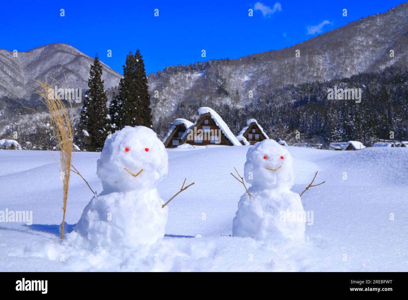 Schneebedeckte Shirakawa-go Stockfoto