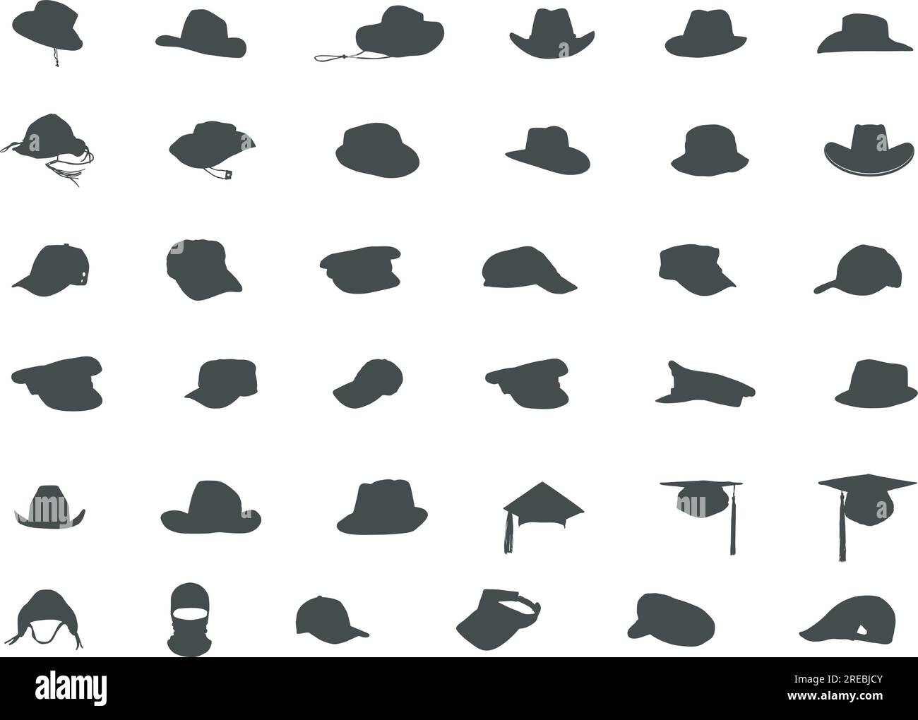 Kappen und Hüte Silhouette, Kappen und Hüte SVG, Kappen und Hüte Clip Art, Kappen Vektor Stock Vektor