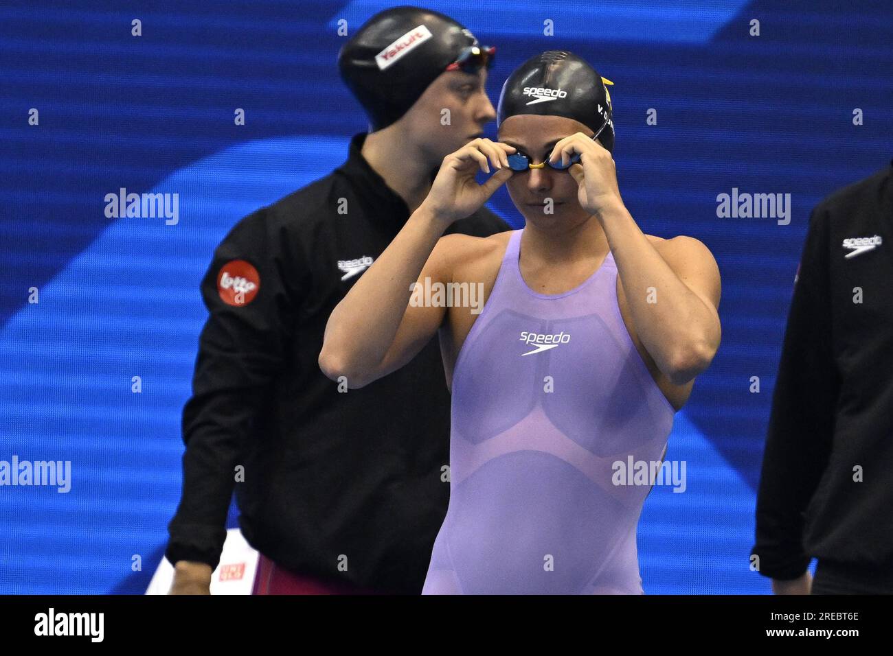 Fukuoka, Japan. 27. Juli 2023. Belgischer Valentine Dumont auf der Women Relay im Freistil im Wert von 4 x 200 m bei den World Aquatics Championships beim Schwimmen in Fukuoka, Japan, am Donnerstag, den 27. Juli 2023. BELGA FOTO NIKOLA KRSTIC Credit: Belga News Agency/Alamy Live News Stockfoto