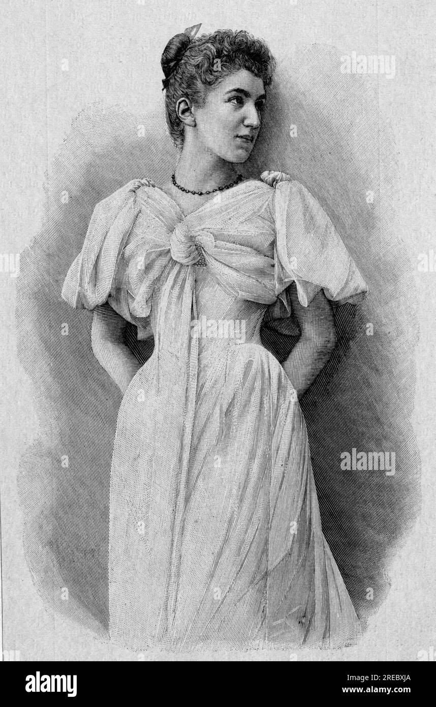 Wedekind, Erika, 13.11.1868 - 10.10.1944, deutscher Opernsänger (Sopran), Holzgravierung, ZUSÄTZLICHE-RECHTE-FREIGABE-INFO-NICHT-VERFÜGBAR Stockfoto