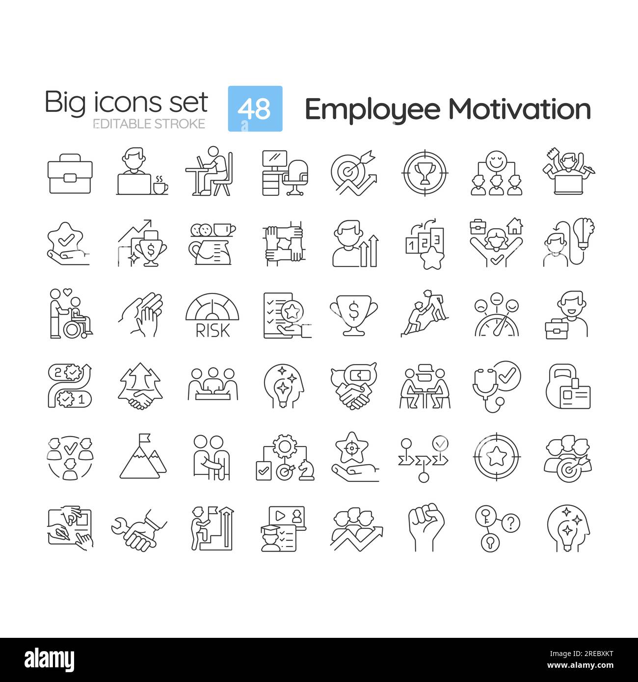 Lineare Symbole für Mitarbeitermotivation Stock Vektor