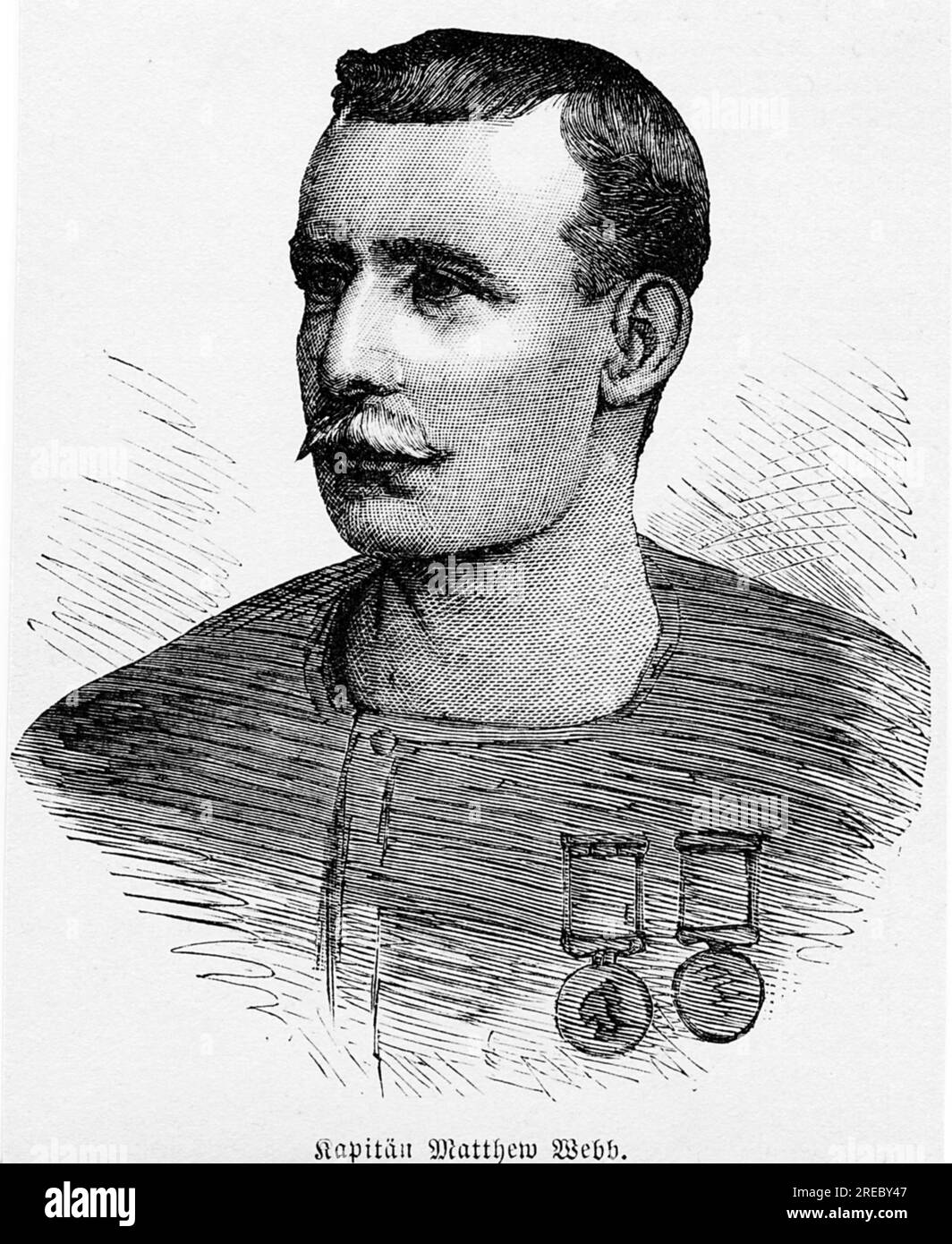 Webb, Matthew, 19.1.1848 - 24,7.1883, britischer Langstreckenschwimmer, ZUSÄTZLICHE-RECHTE-FREIGABE-INFO-NICHT-VERFÜGBAR Stockfoto