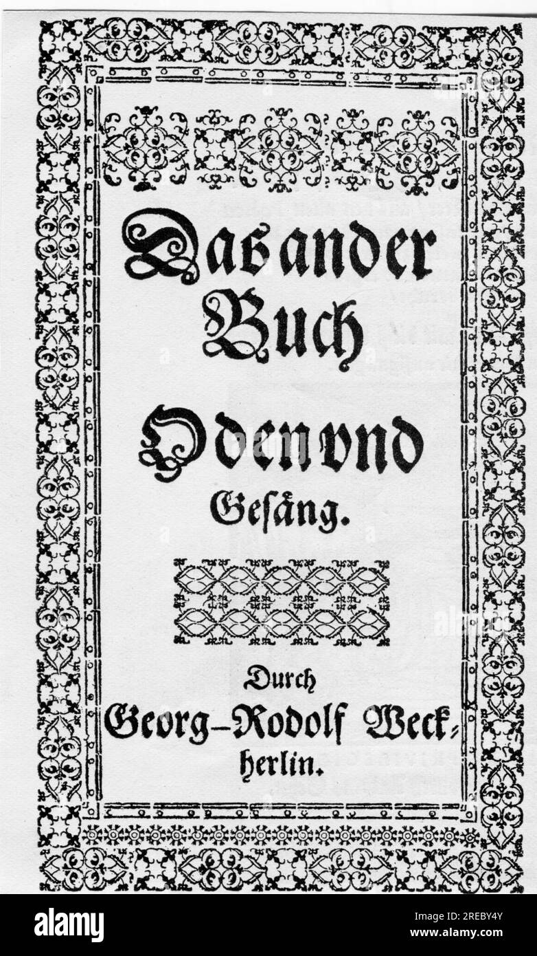Weckherlin, Georg Rodolf, 15,9 1584 - 13,2.1653, deutscher Schriftsteller, oevre, "Oden und Sänger", 2. Krawatte, ADDITIONAL-RIGHTS-CLEARANCE-INFO-NOT-AVAILABLE Stockfoto
