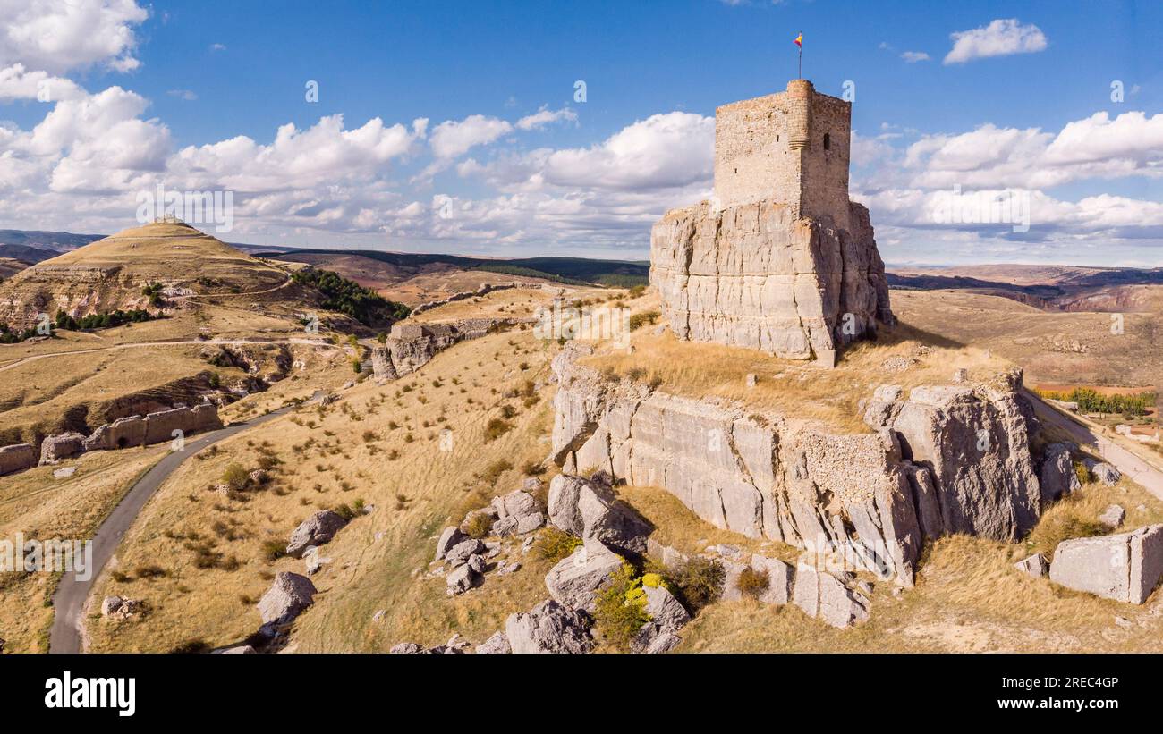 Burg von Atienza, Festung muslimischen Ursprungs, Atienza, Provinz Guadalajara, Spanien Stockfoto