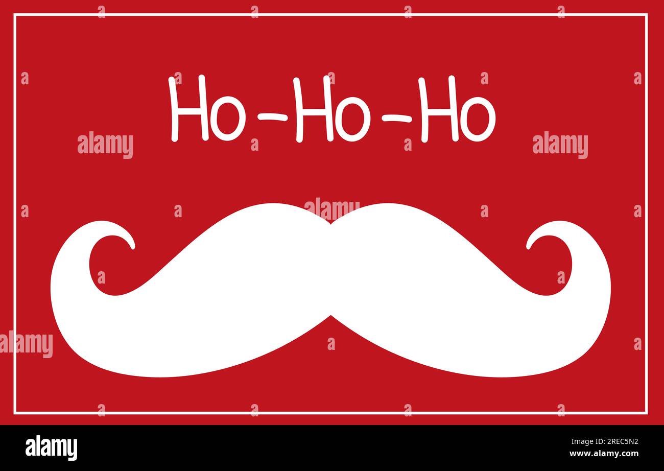 Weihnachtsmann-Schnurrbart und Ho-Ho-Ho-Words. Weihnachtskarte. Vektordarstellung. Stock Vektor