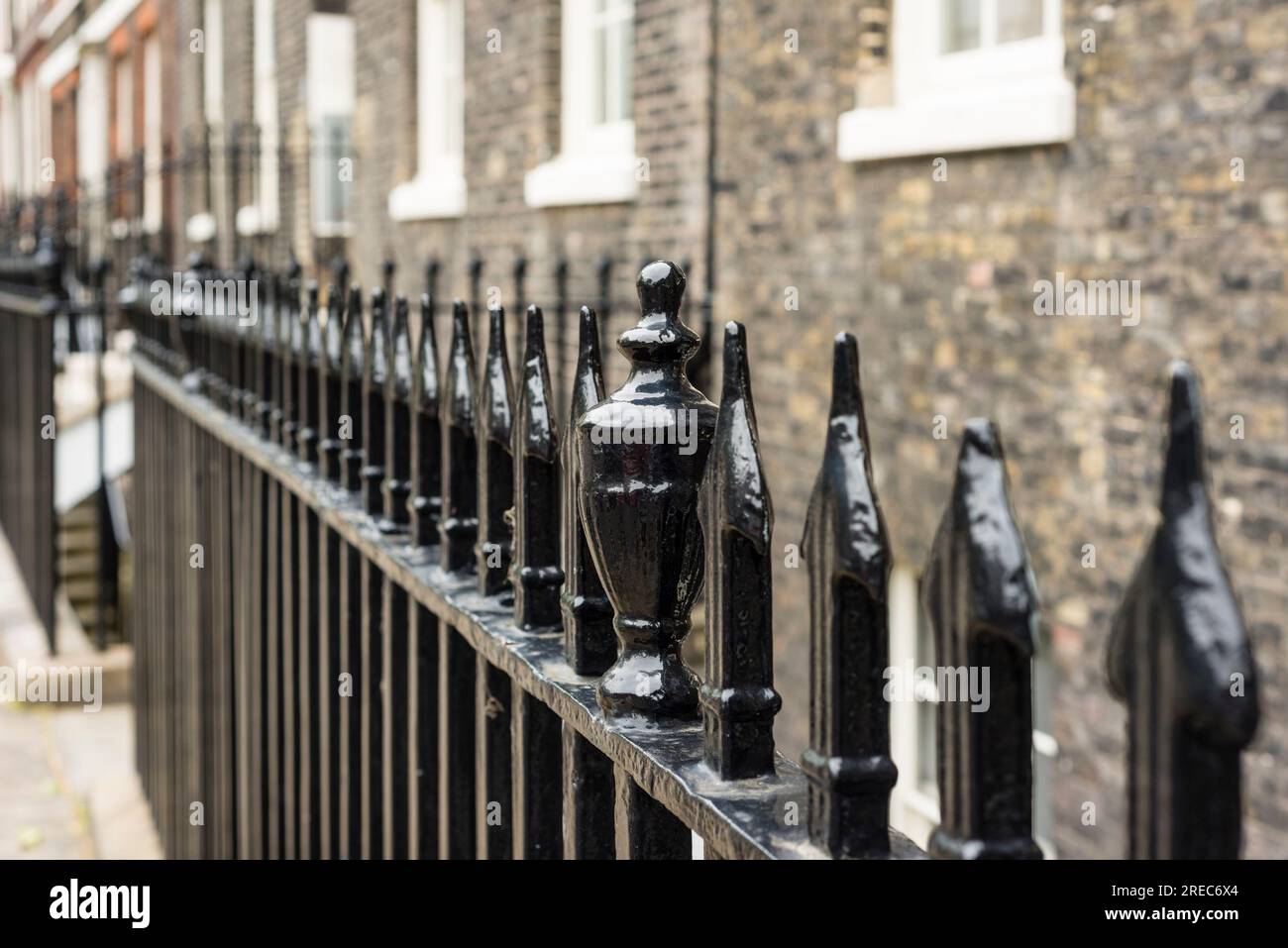 Schmiedeeiserne Geländer, London, UK Stockfoto