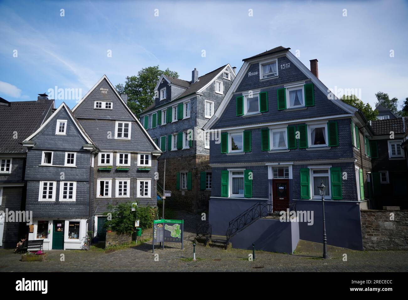 Altstadt von Velbert Langenberg mit historischem Gebäudebestand. Stockfoto