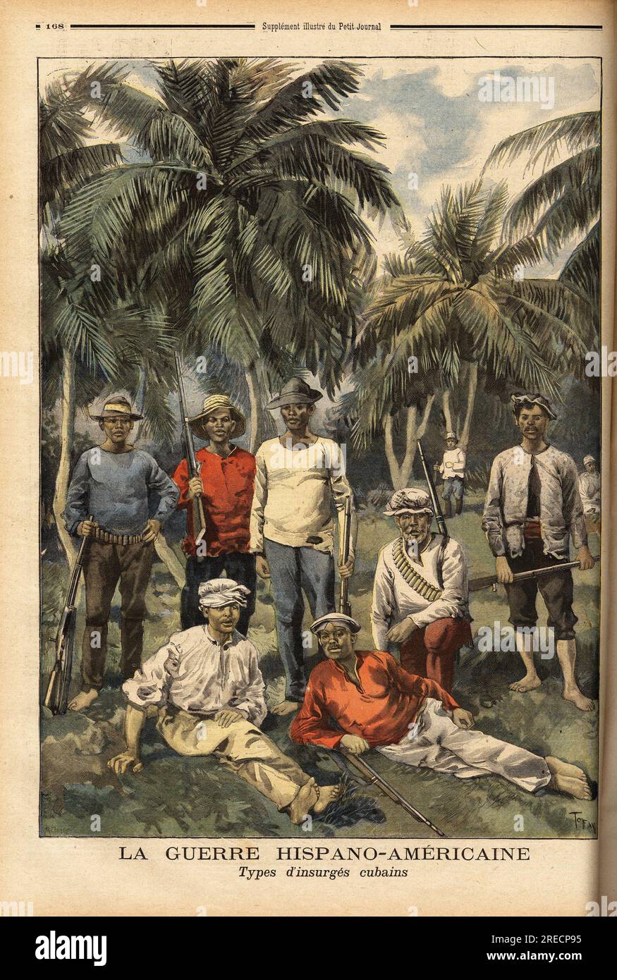 Les insurges cubains Pendant la guerre hispano americaine ( en 1898, pour l'unabhändance de Cuba). Gravure in "Le Petit Journal" 2251898. . Stockfoto