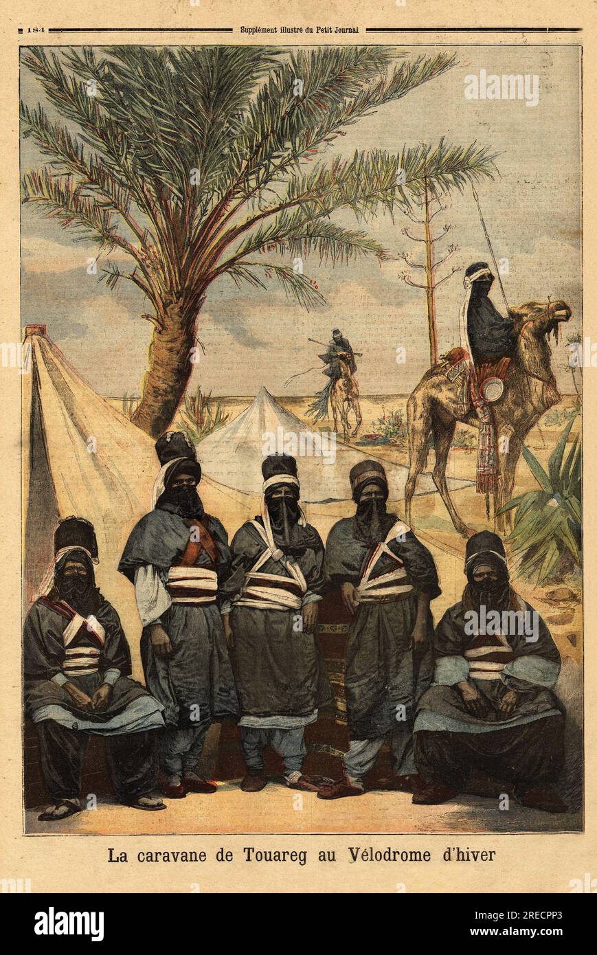 Ausstellung de la caravane de Touareg au velodrome d'hiver. Gravure in "Le Petit Journal" 4061894. Stockfoto