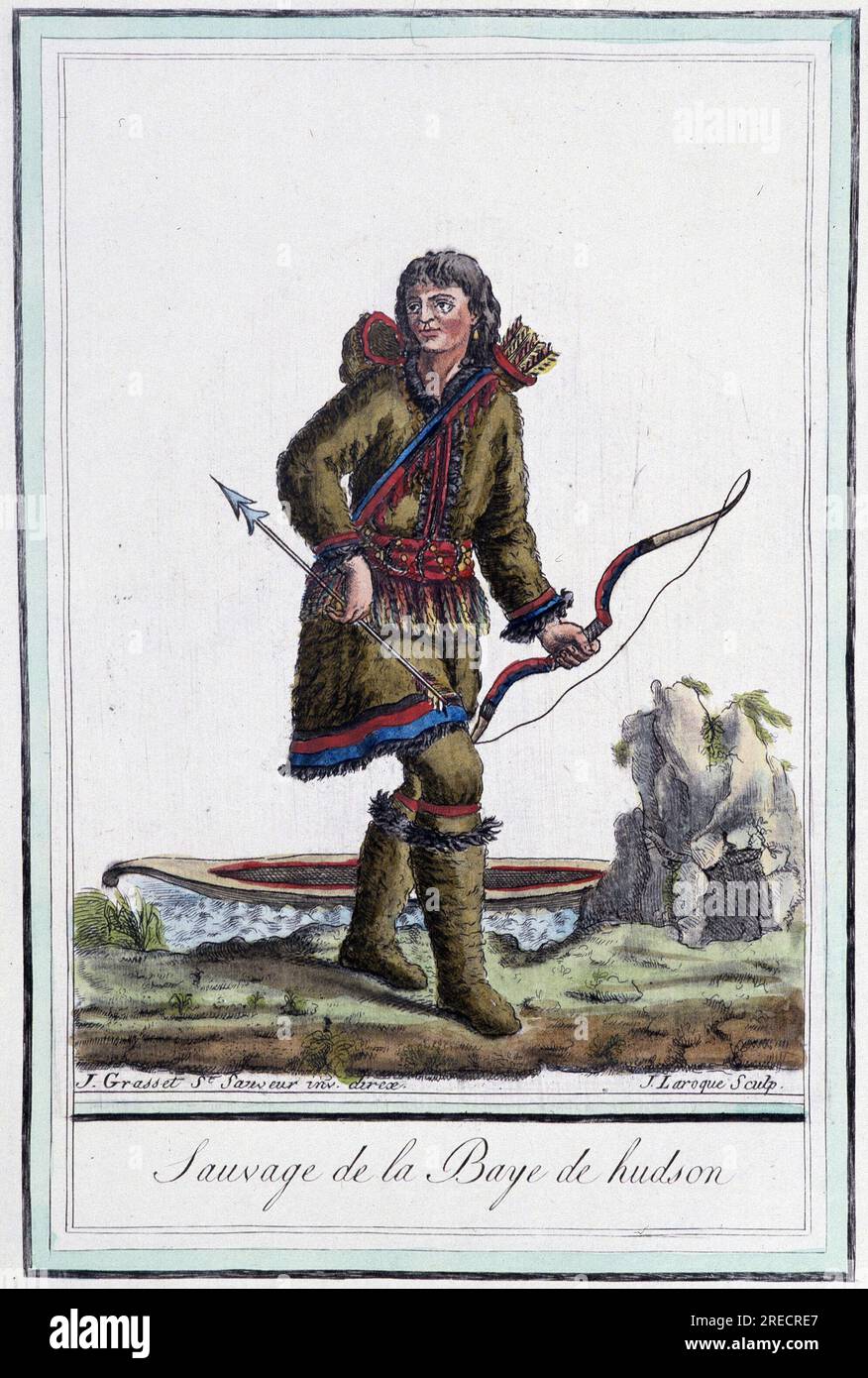 Sauvage de la baie d'Hudson (Kanada) – in 'Encyclopedie des voyages' par Grasset St Sauveur, Ausgabe 1796 Stockfoto