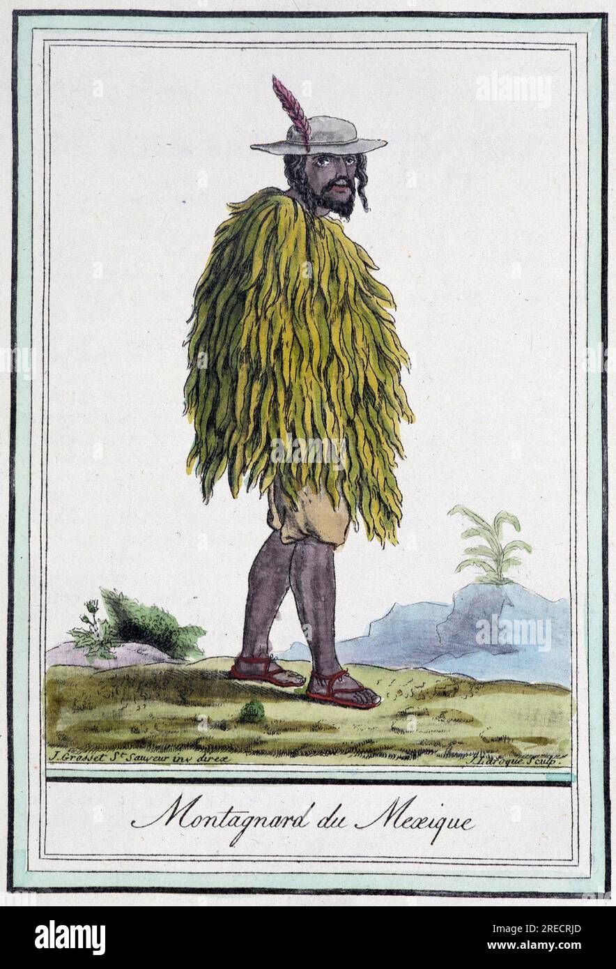 Montagnard du Mexique - in 'Encyclopedie de Voyages' par J. Grasset St Sauveur, Ed., Paris 1796, B.N du Quebec. Stockfoto