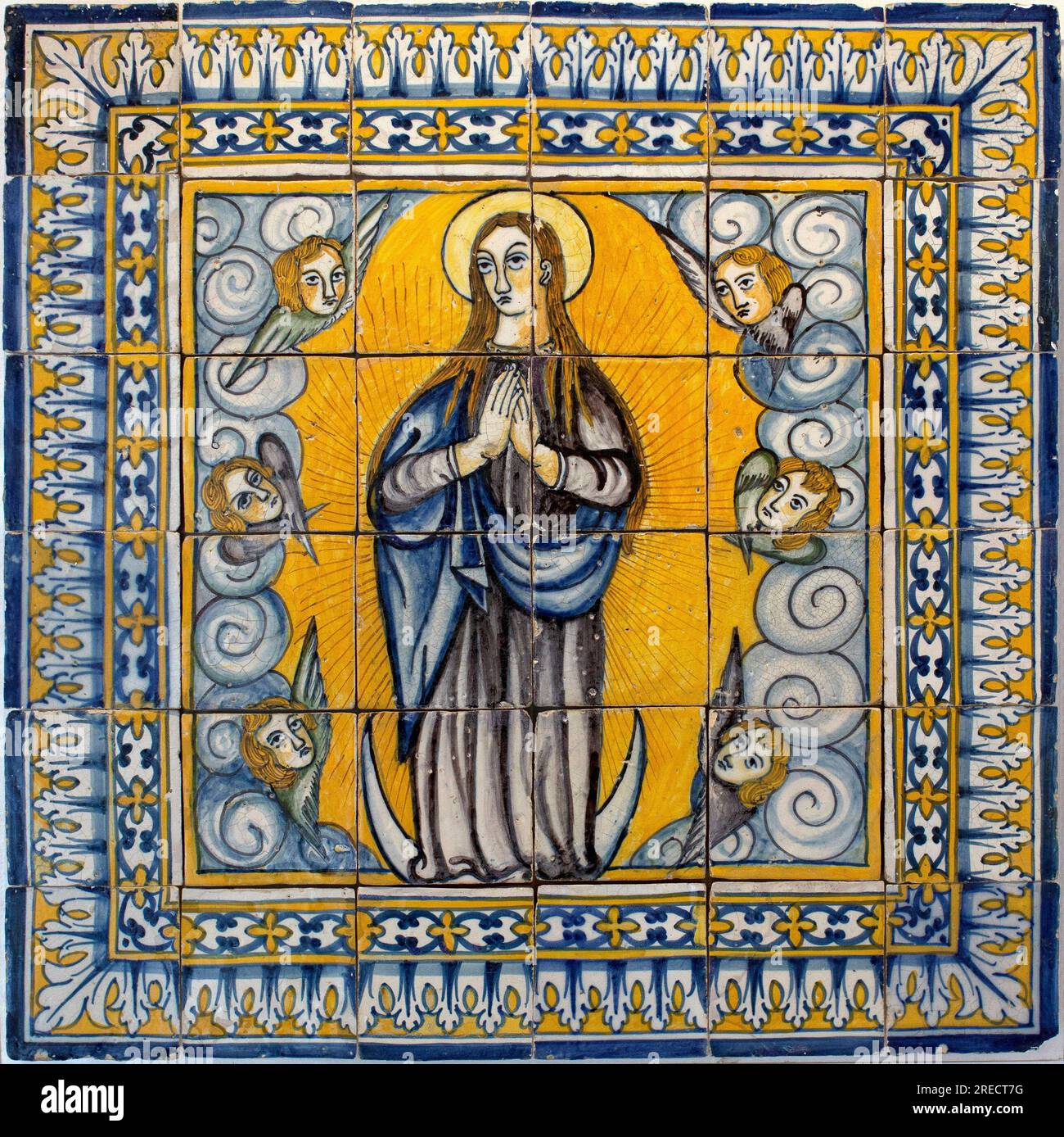 Notre Dame de la Conception - Azulejos de Lisbonne (Portugal) 1650-1675 (Our Lady of the Conception, Tile, Lissabon, 1650-1675) - Musée national des azulejos, Lisbonne (Portugal) Stockfoto Notre Dame de la Conception - Azulejos de Lisbonne (Portugal) 1650-1675 (Our Lady of the Conception, Tile, Lissabon, 1650-1675) - Musée national des azulejos, Lisbonne (Portugal) Stockfoto