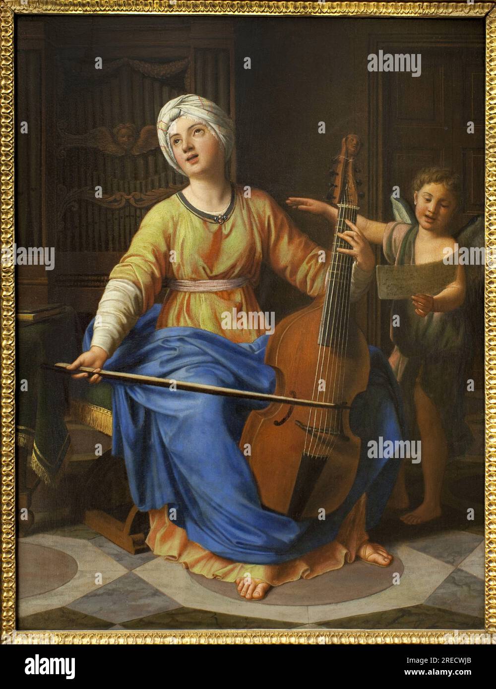Sainte Cecile. Peinture de Nicolas Colombel (1646-1717), Huile sur bois. Art francais 17e-18e Siecle. Musée des Beaux Arts de Rouen. Stockfoto