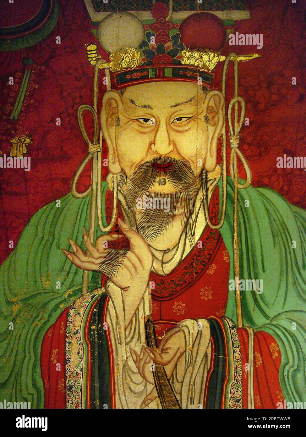Detail, Portrait du Septieme ROI (Sejo, 1417-1458) - peinture sur Soie, XIXe siecle sous la Period Joseon, Taegosa, Coree. Fotografie, Musée National de Seoul, Republique de Coree Stockfoto