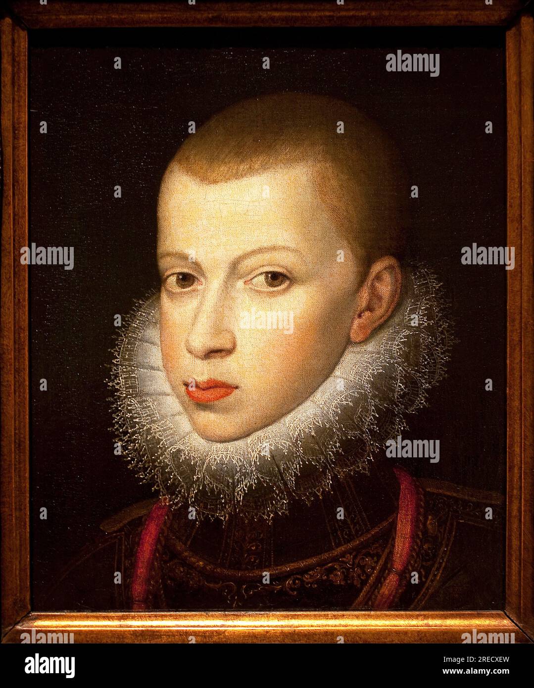 Portrait du Prince Philippe III (Felip III de Castella, dit le Pieux, 1578-1621) - Peinture de Juan Pantoja de la Cruz (1553-1608), huile sur toile, 1590-1592 - Musée national des Arts de Catalogne, Barcelone (Espagne) Stockfoto