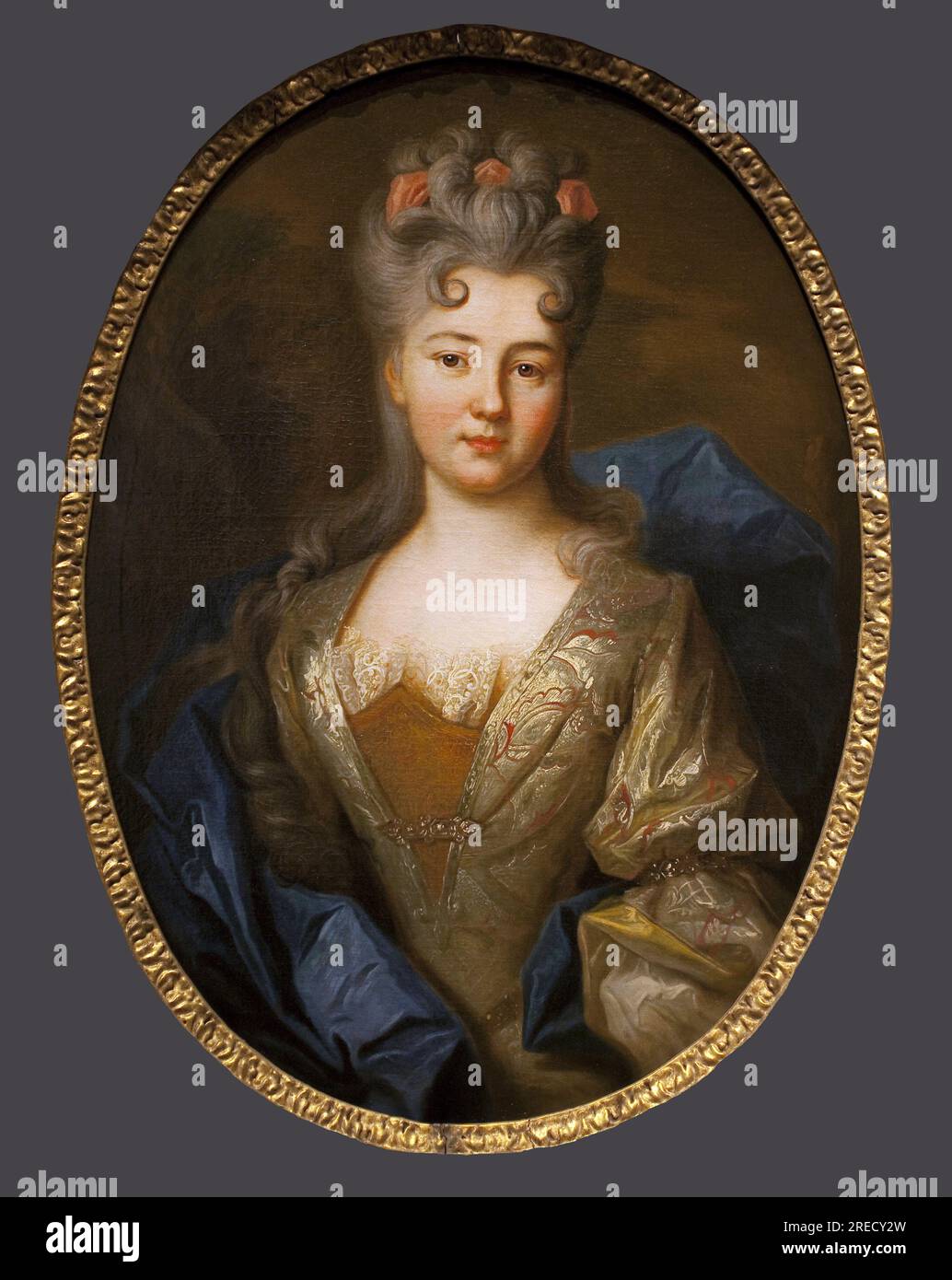 Portrait de Renee Elizabeth Pucelle, Epouse de Nicolas Fremont d'Auneuil, Maitre des requetes. Peinture de Nicolas de Largiliere (1656-1746), huile sur toile, vers 1700. Art francais 18e Siecle. Musée de Tesse, Le Mans. Stockfoto