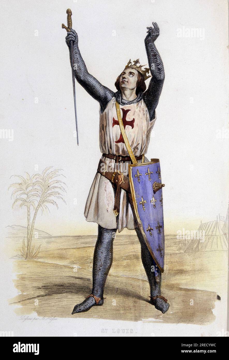 Portrait de Louis IX dit Saint Louis (1214-1270) - in "Le Plutarque Francais", Ed. Mennechet, 1844-47 Stockfoto