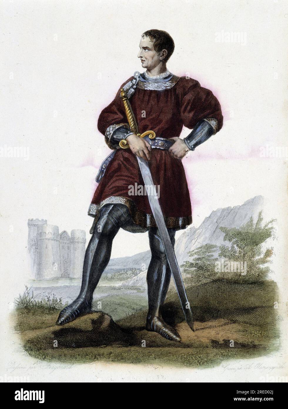 Portrait de Olivier V , seigneur de Clisson, homme de guerre francais (1336-1407). - In "Le Plutarque FranÁais", 1844-1847 Stockfoto