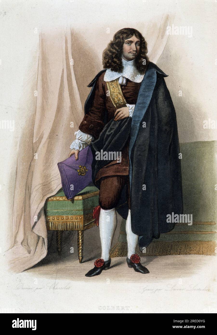 Portrait de Jean Baptiste (Jean-Baptiste) Colbert (1619-1683), homme d'Etat francais (1619-1683) - in "Le Plutarque francais", par Mennechet, 1844-47 Stockfoto