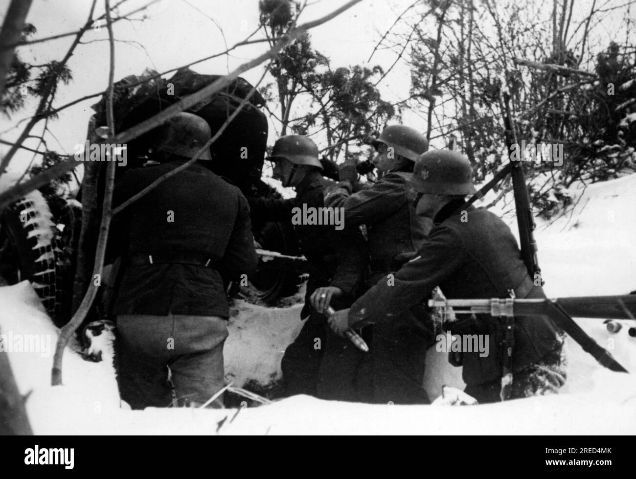Deutsche Soldaten mit einem 3,7cm Pak 36 in der Nähe von Worohni. Foto: G. Schmidt [automatisierte Übersetzung] Stockfoto
