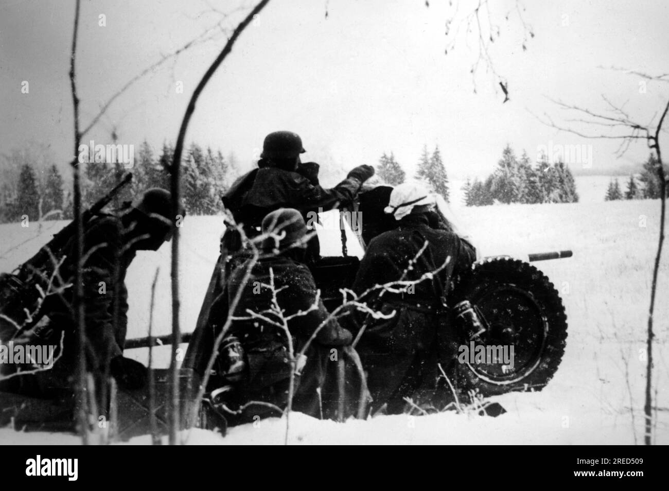 Deutsche Soldaten mit einem 3,7cm pak 36 in der Region Istra-Klin. Foto: E. Bauer. [Maschinelle Übersetzung] Stockfoto