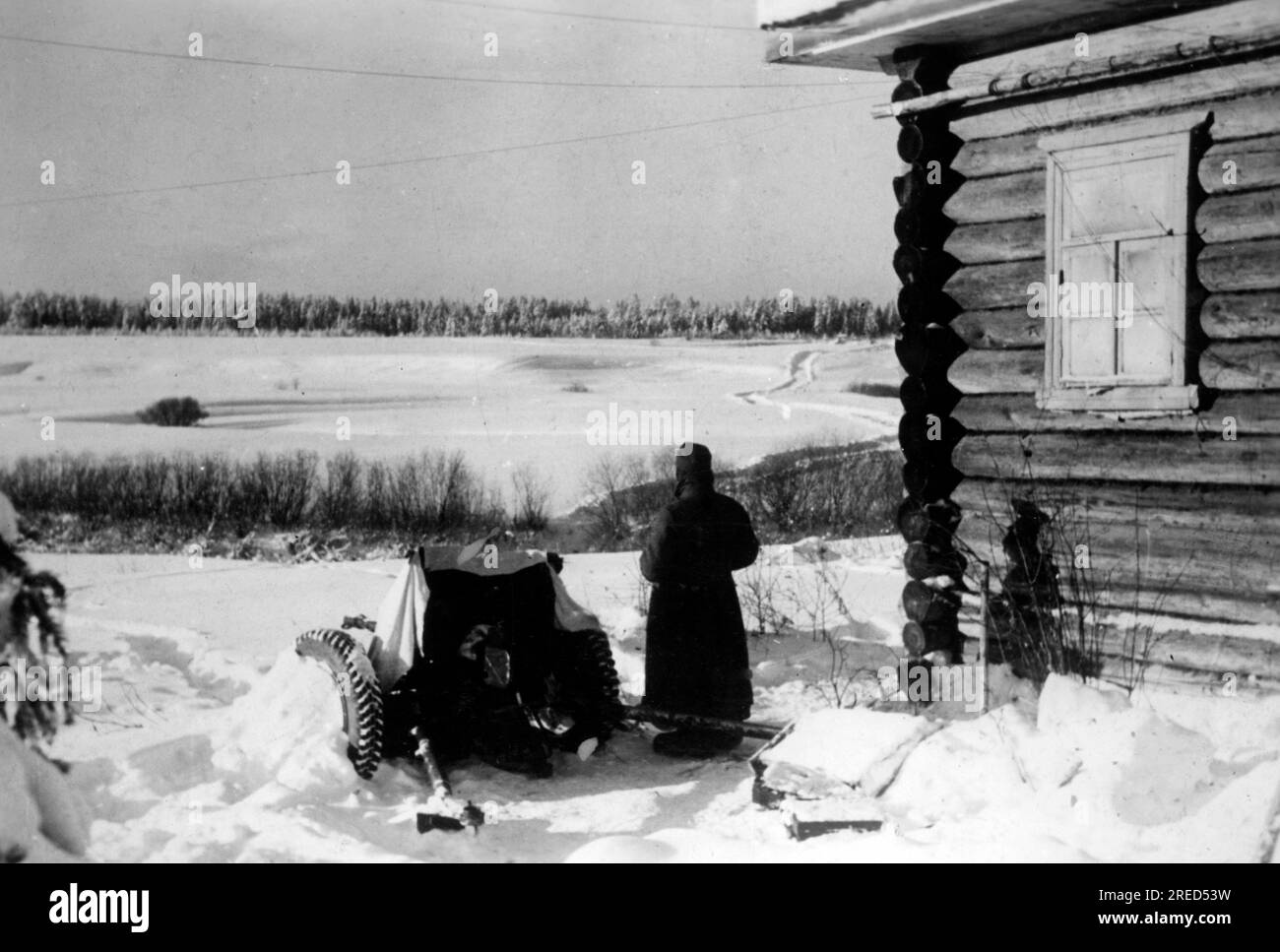 Deutsche Post mit einem 3,7cm Pak 36 im Winter bei Ljubne. Foto: Fenske. [Maschinelle Übersetzung] Stockfoto