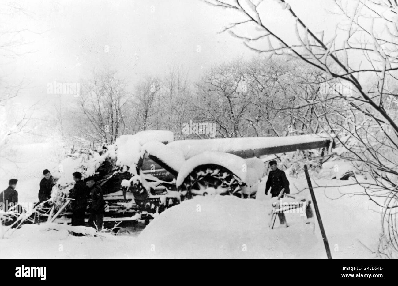 Der deutsche 21cm-Mörser 18 schneite an seiner Stelle ein. Foto: Fenske [automatisierte Übersetzung] Stockfoto