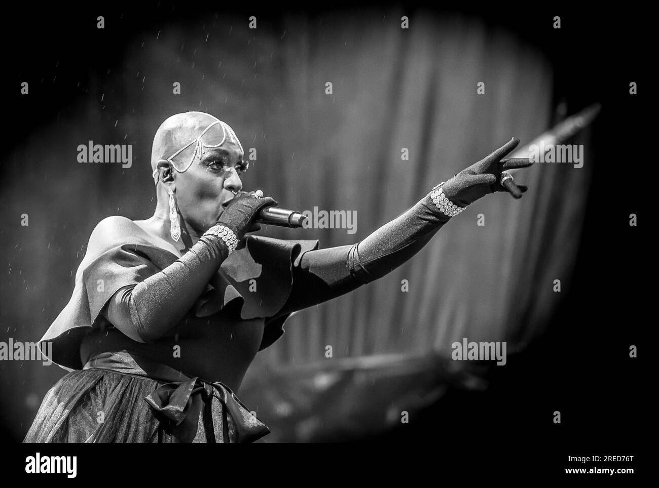 Das Ministerium für Sound Orchestra im Eirias-Stadion in Colwyn Bay am 21. Juli 2023. Stockfoto