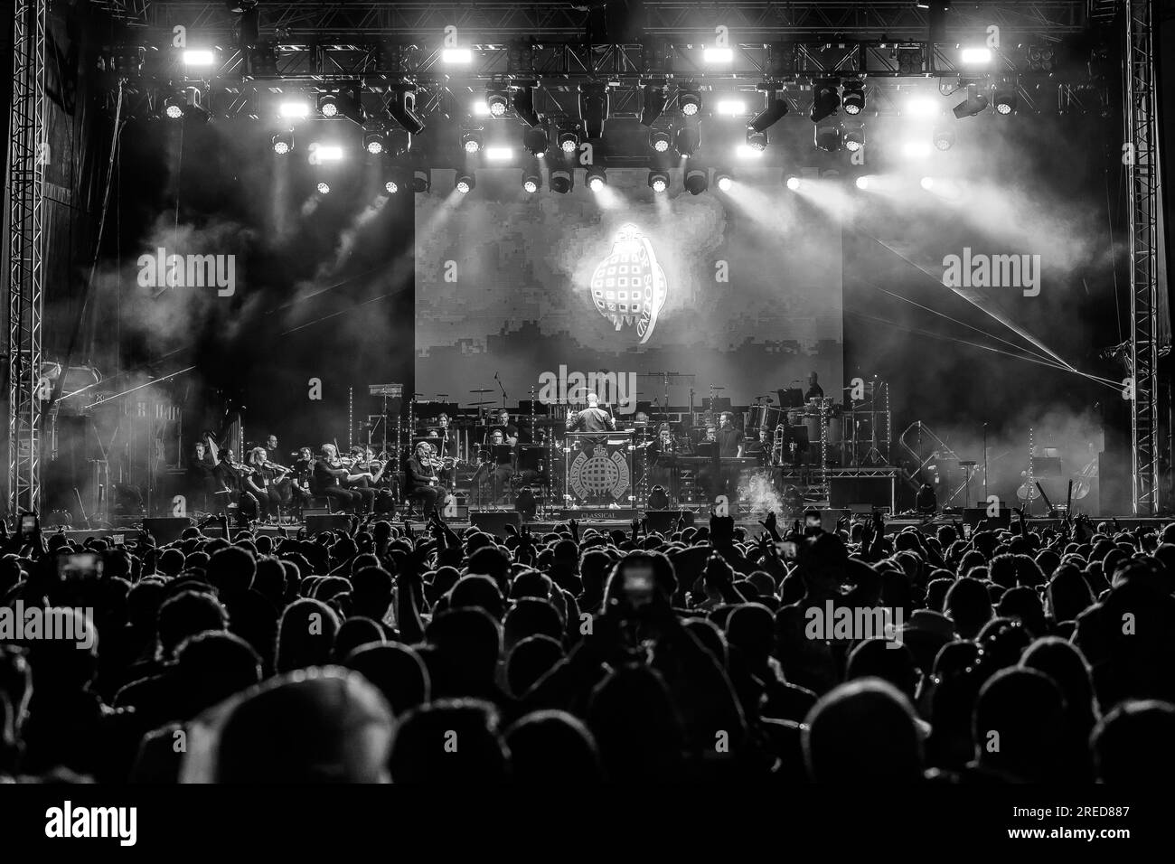 Das Ministerium für Sound Orchestra im Eirias-Stadion in Colwyn Bay am 21. Juli 2023. Stockfoto