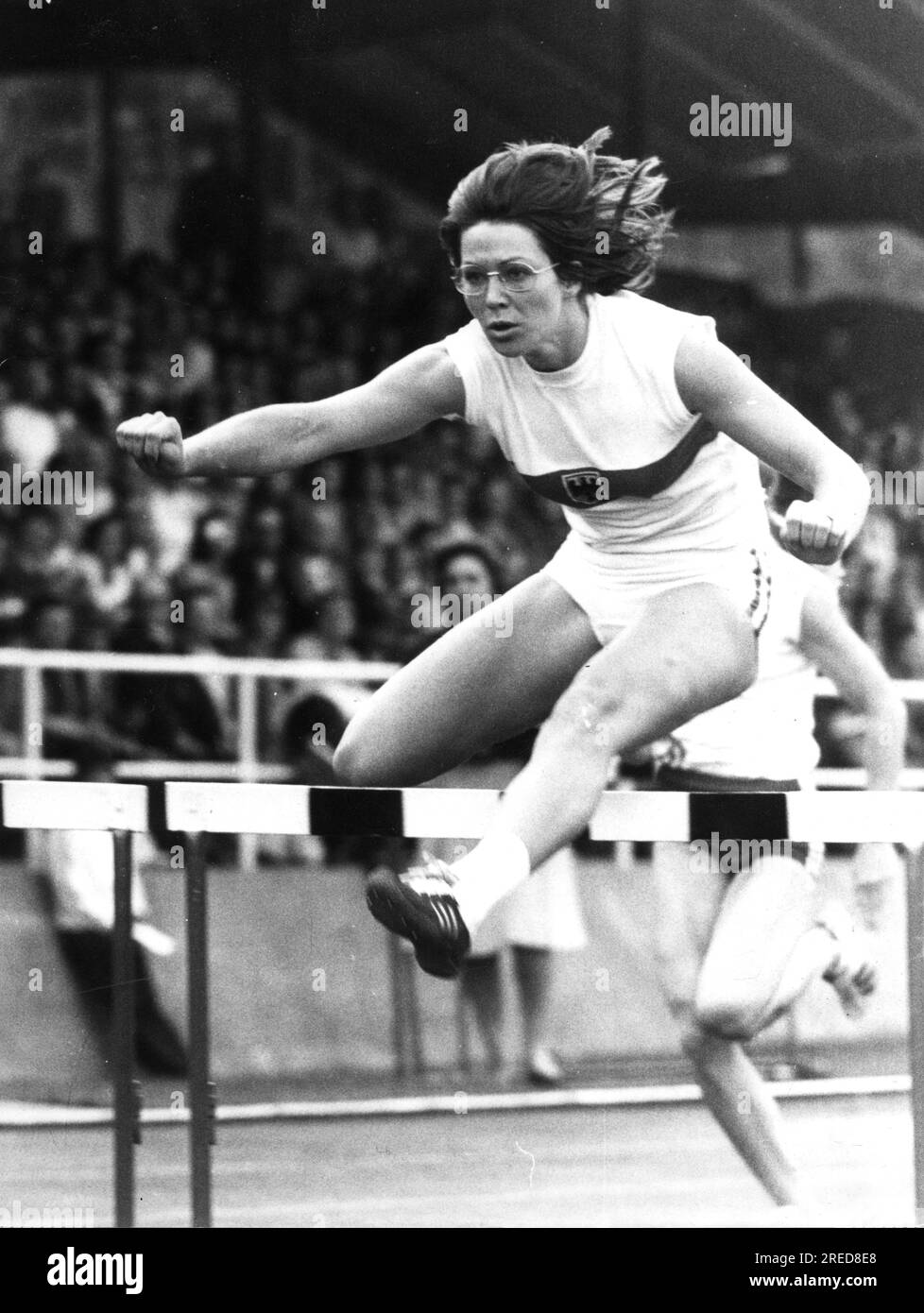 Leichtathletik: Heide Rosendahl-Aktion im Nationaltrikot 01.07.1972 (geschätzt). [Maschinelle Übersetzung] Stockfoto
