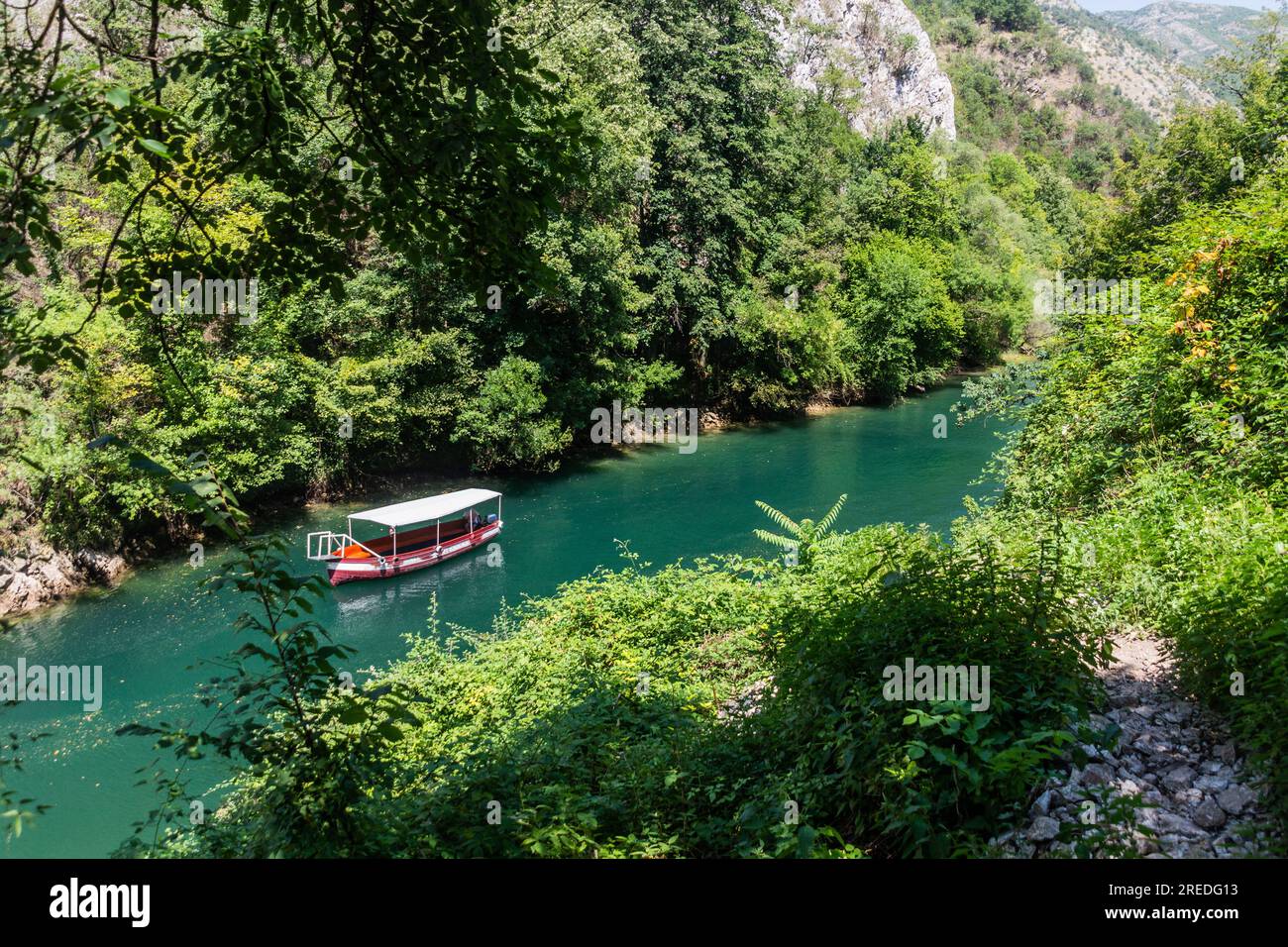 Blick auf den Matka Canyon in Nordmazedonien Stockfoto