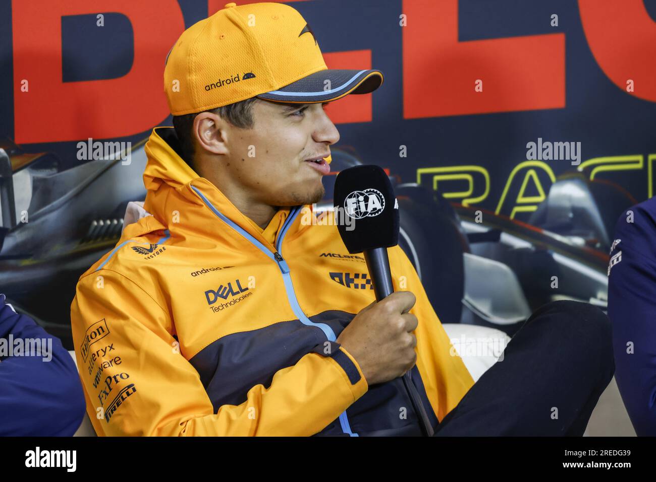 NORRIS Lando (gbr), McLaren F1 Team MCL36, Portrait, Pressekonferenz während des Formel 1 Rolex Belgischer Grand Prix 2022, 14. Runde der FIA Formel-1-Weltmeisterschaft 2022 vom 26. Bis 28. August 2022 auf dem Circuit de Spa-Francorchamps in Francorchamps, Belgien Stockfoto