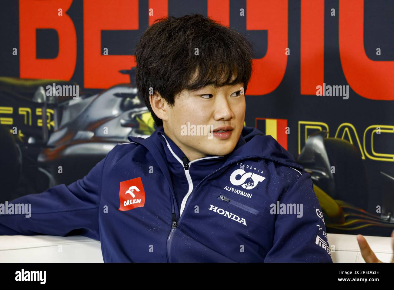 TSUNODA Yuki (Jap), Scuderia AlphaTauri AT03, Portrait, Pressekonferenz während des Formel-1-Grand Prix von Rolex in Belgien 2022, 14. Runde der FIA-Formel-1-Weltmeisterschaft 2022 vom 26. Bis 28. August 2022 auf dem Circuit de Spa-Francorchamps in Francorchamps, Belgien Stockfoto