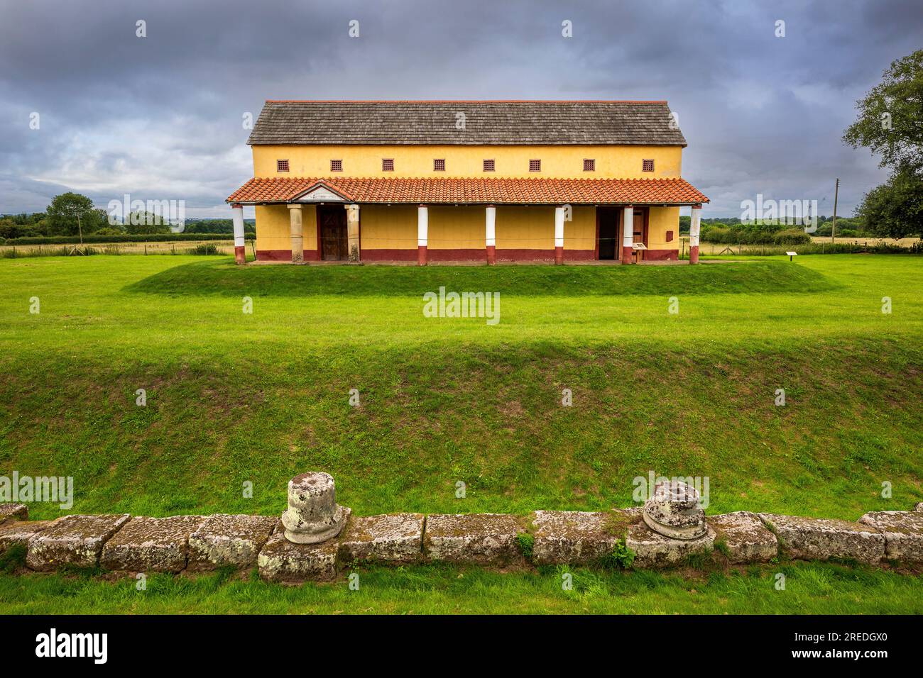 Die Rekonstruktion einer römischen Villa bei Wroxeter, Shropshire, England Stockfoto