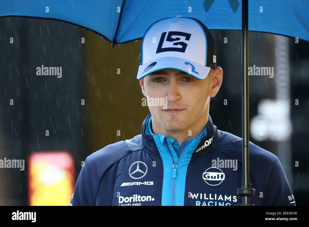 Stavelot, Belgien. 27. Juli 2023. Logan Sargeant of Williams Racing in der Koppel vor dem F1 Grand Prix von Belgien im Spa Francorchamps am 27. Juli 2023 in Stavelot, Belgien. Kredit: Marco Canoniero/Alamy Live News Stockfoto