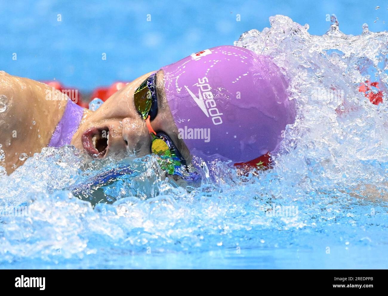 Fukuoka. 27. Juli 2023. Li Jiaping vom Team tritt beim Freestyle-Finale für Frauen im Bereich von 4x200 m bei den World Aquatics Championships in Fukuoka, Japan, am 27. Juli 2023 an. Kredit: Xia Yifang/Xinhua/Alamy Live News Stockfoto