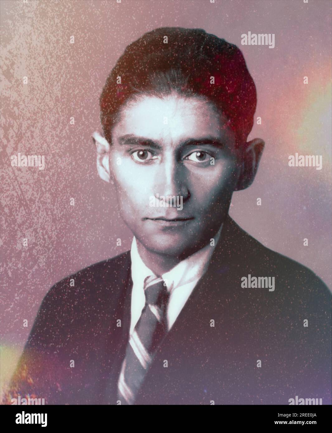 Porträt von Franz Kafka, 1883 – 1924, deutschsprachiger böhmischer Schriftsteller, digital bearbeitet nach einem Foto, das 1923 aufgenommen wurde Stockfoto