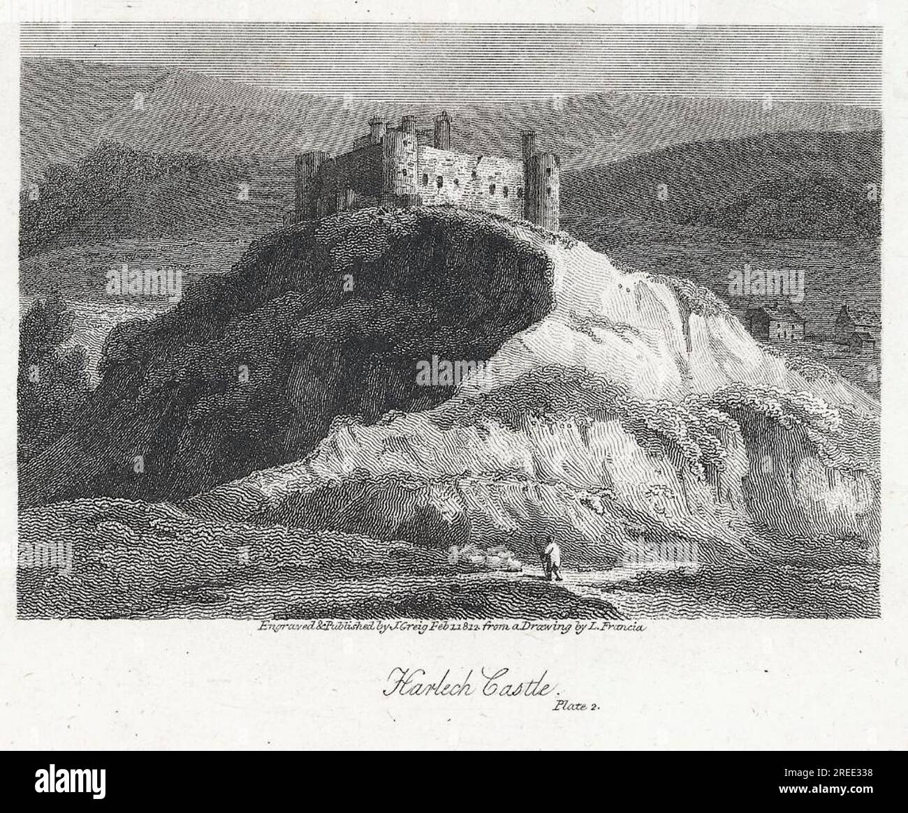 Harlech Castle 1812 von John Greig Stockfoto