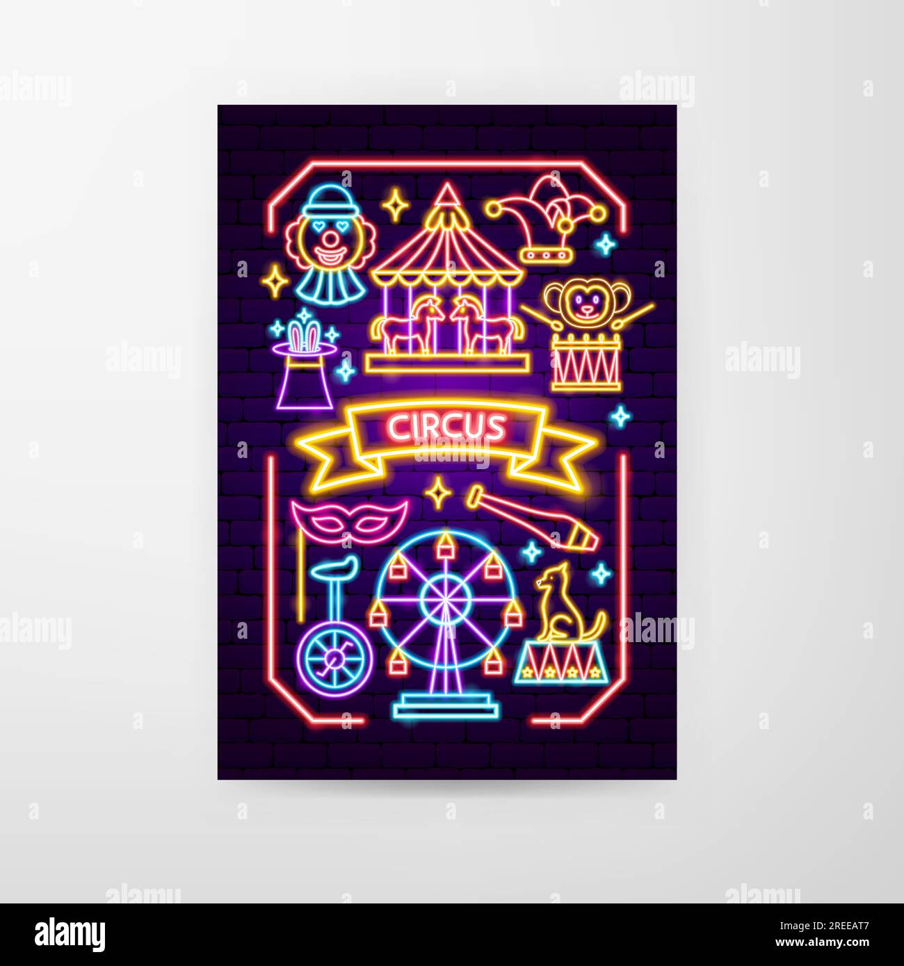 Ramadan Holiday Neon Flyer Stock Vektor