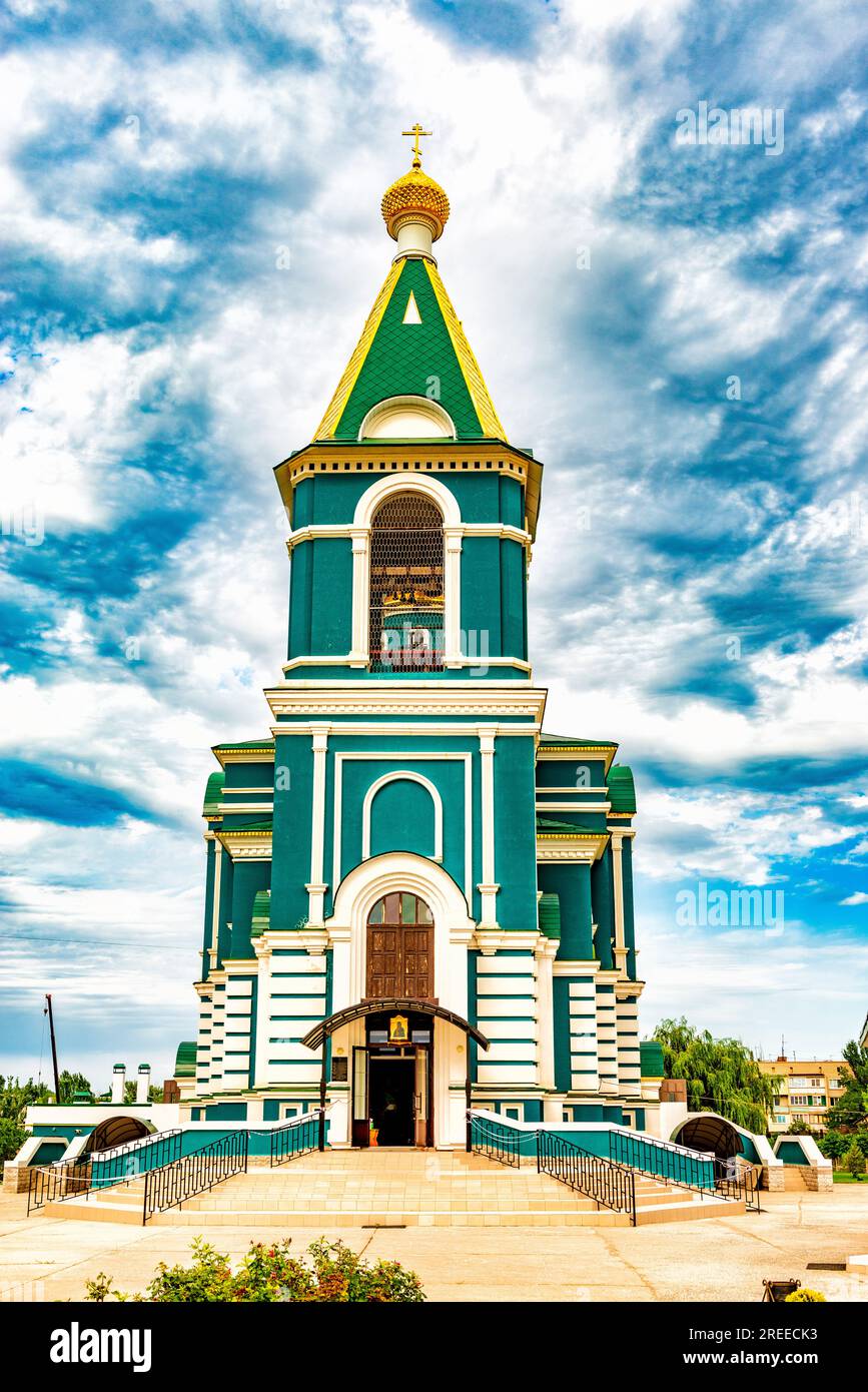 Kirche der Feodorovskaja Ikone der Mutter Gottes in Astrachan Stockfoto