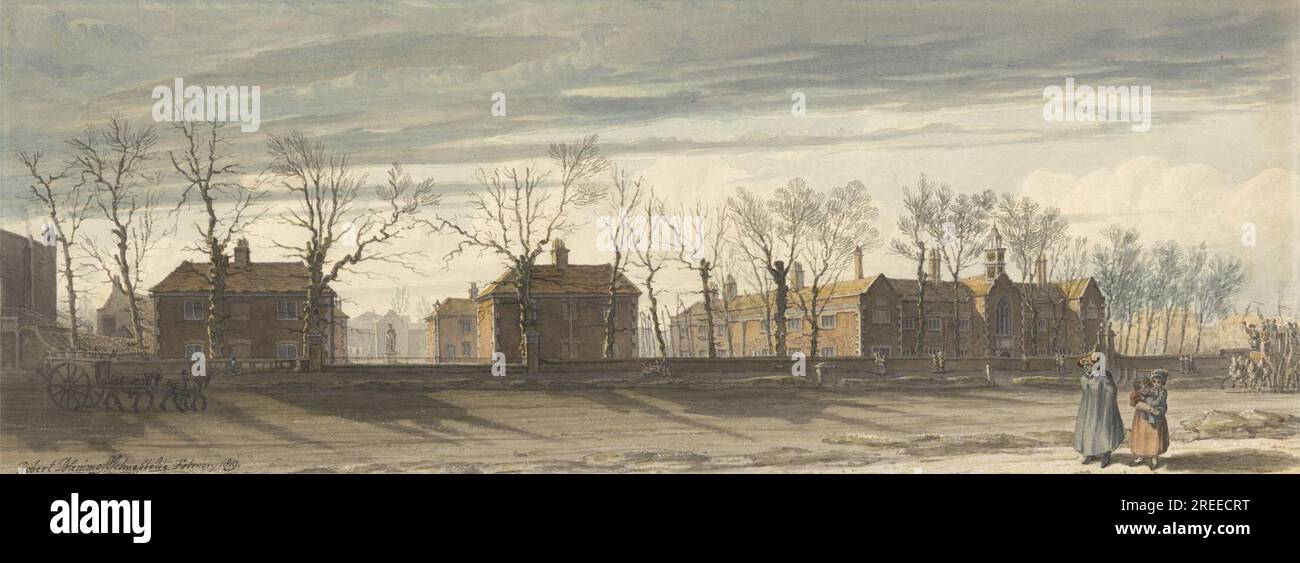 The Fishmonger's Almhouses, Newington Butts, London 1819 von Robert Blemmell Schnebbelie Stockfoto