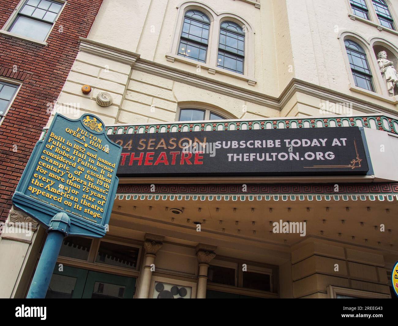 Fulton Opera House Historic Market, Lancaster, Pennsylvania, 5. Juni 2023, © Katharine Andriotis Stockfoto