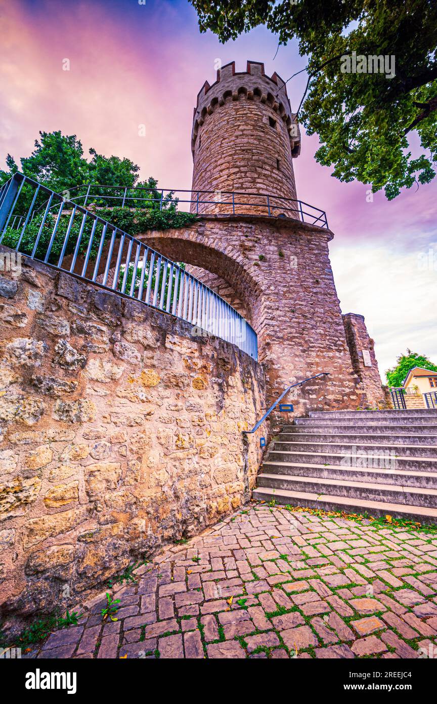 Der Pulverturm von Jena als ehemalige Festung der Stadtmauer, Jena, Thüringen, Deutschland Stockfoto