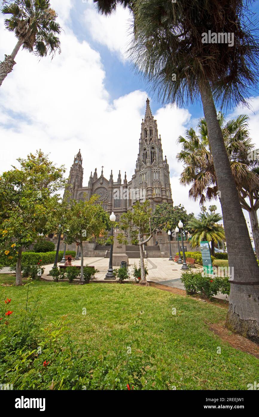 Pfarrkirche San Juan Bautista in Arucas, Las Palmas, Provinz Las Palmas, Gran Canaria, Kanarische Inseln, Spanien Stockfoto