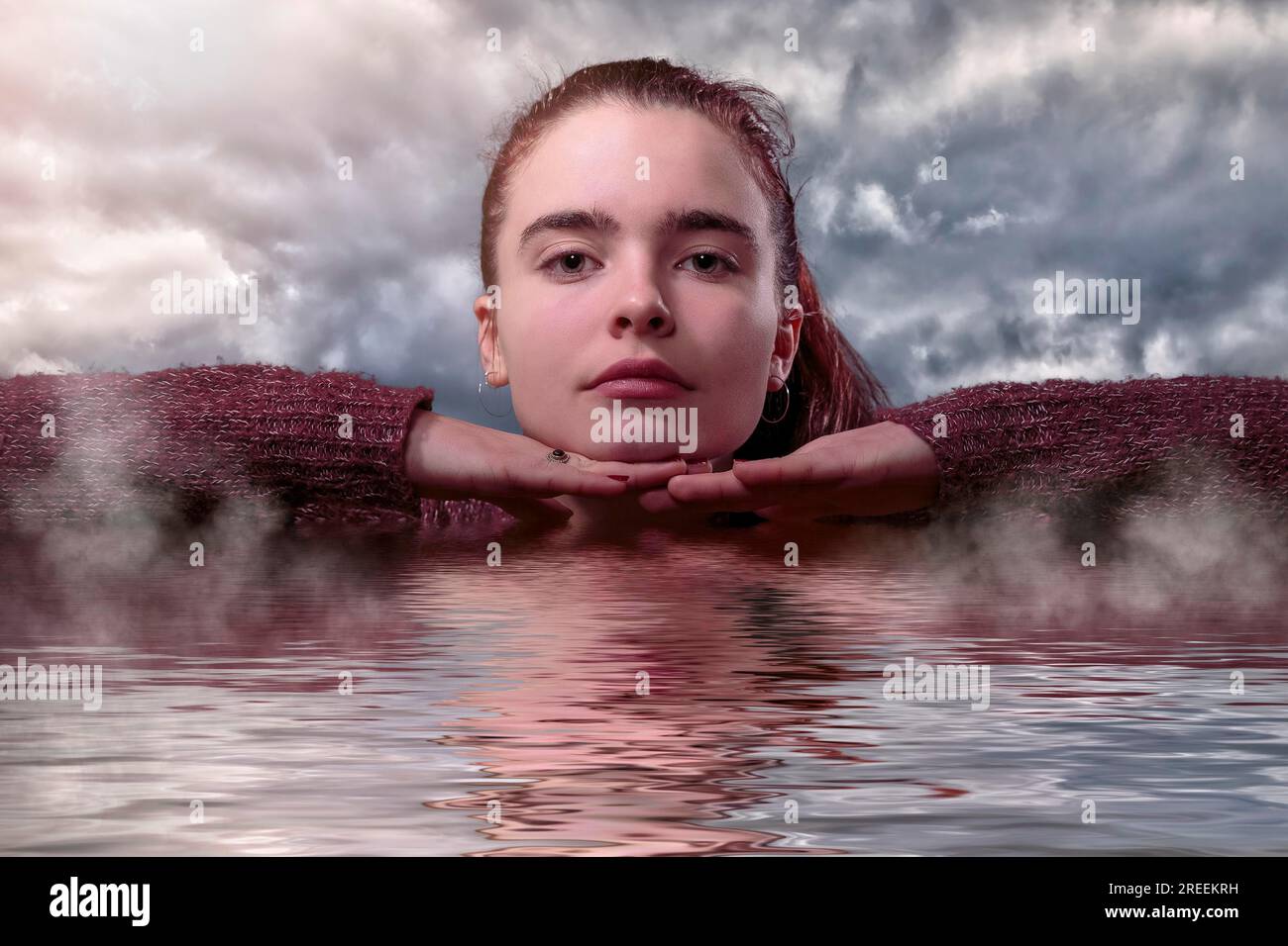 Rette das Wasser, Porträt einer jungen Frau Stockfoto