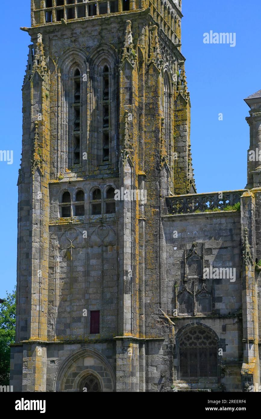 Gotische Basilika Notre Dame du Folgoet, Le Folgoet, Departement Finistere Penn-ar-Bed, Region Bretagne Breizh, Frankreich Stockfoto