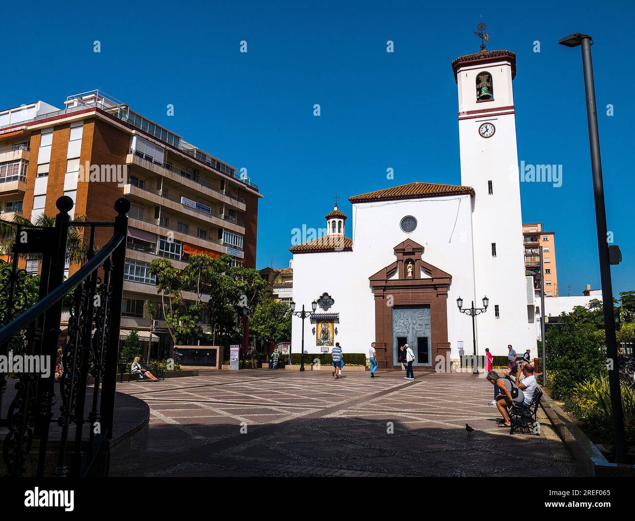 Die Pfarrkirche unserer Lieben Frau vom Rosenkranz in Fuengirola an der Costa del Sol Stockfoto