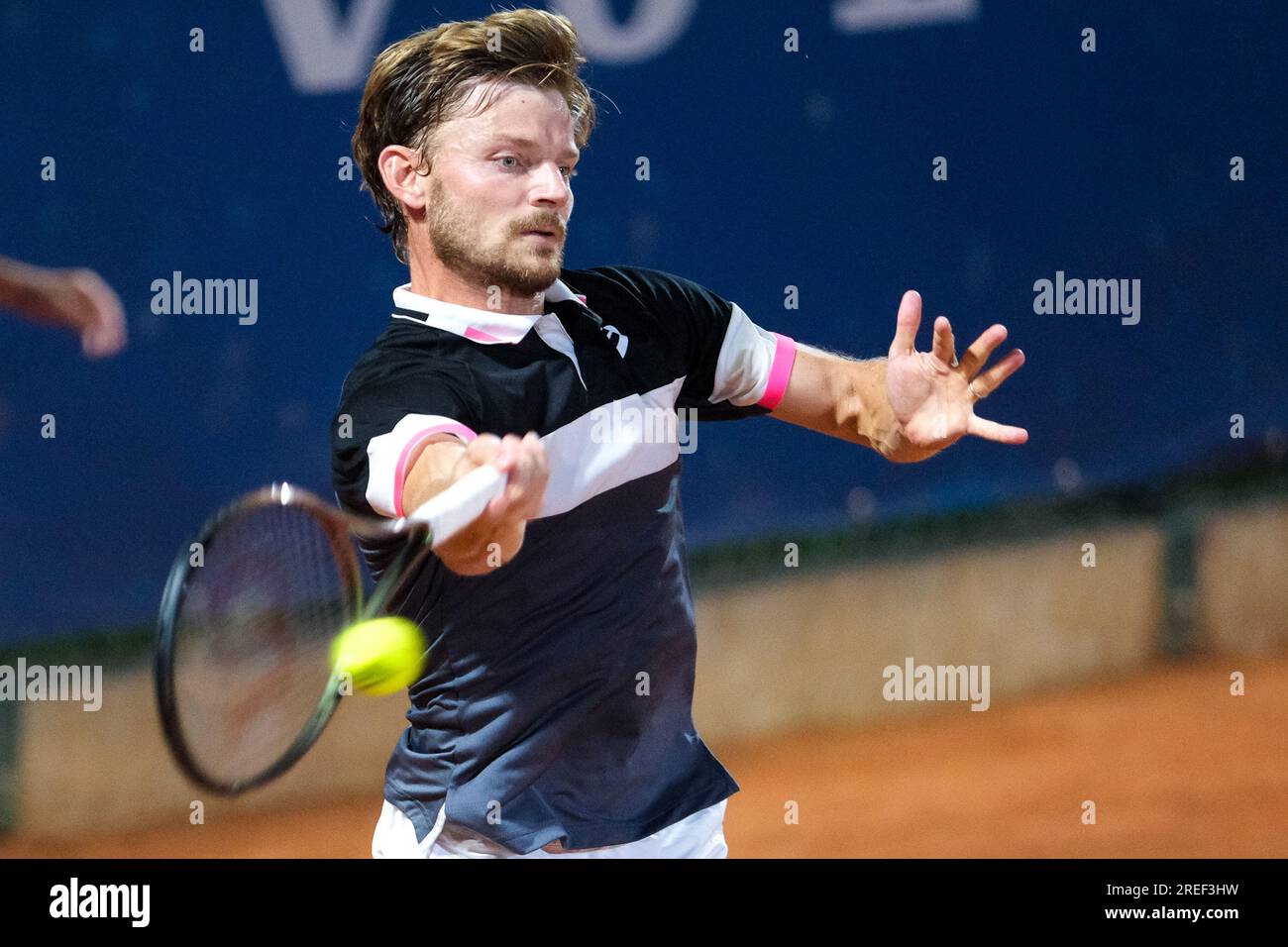 Verona, Italien. 27. Juli 2023. David Goffin in Aktion beim Internazionali di Verona - ATP Challenger 100 Tennis Turnier auf dem Circolo Tennis Scaligero in Verona am 27. Juli 2023, Verona Italien. Kredit: Live Media Publishing Group/Alamy Live News Stockfoto