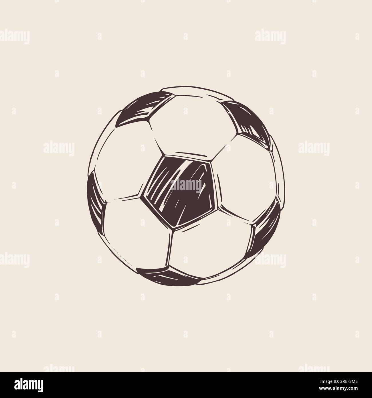 Fußball in der Hand zeichnen für Druck und Design. Vektordarstellung. Stock Vektor
