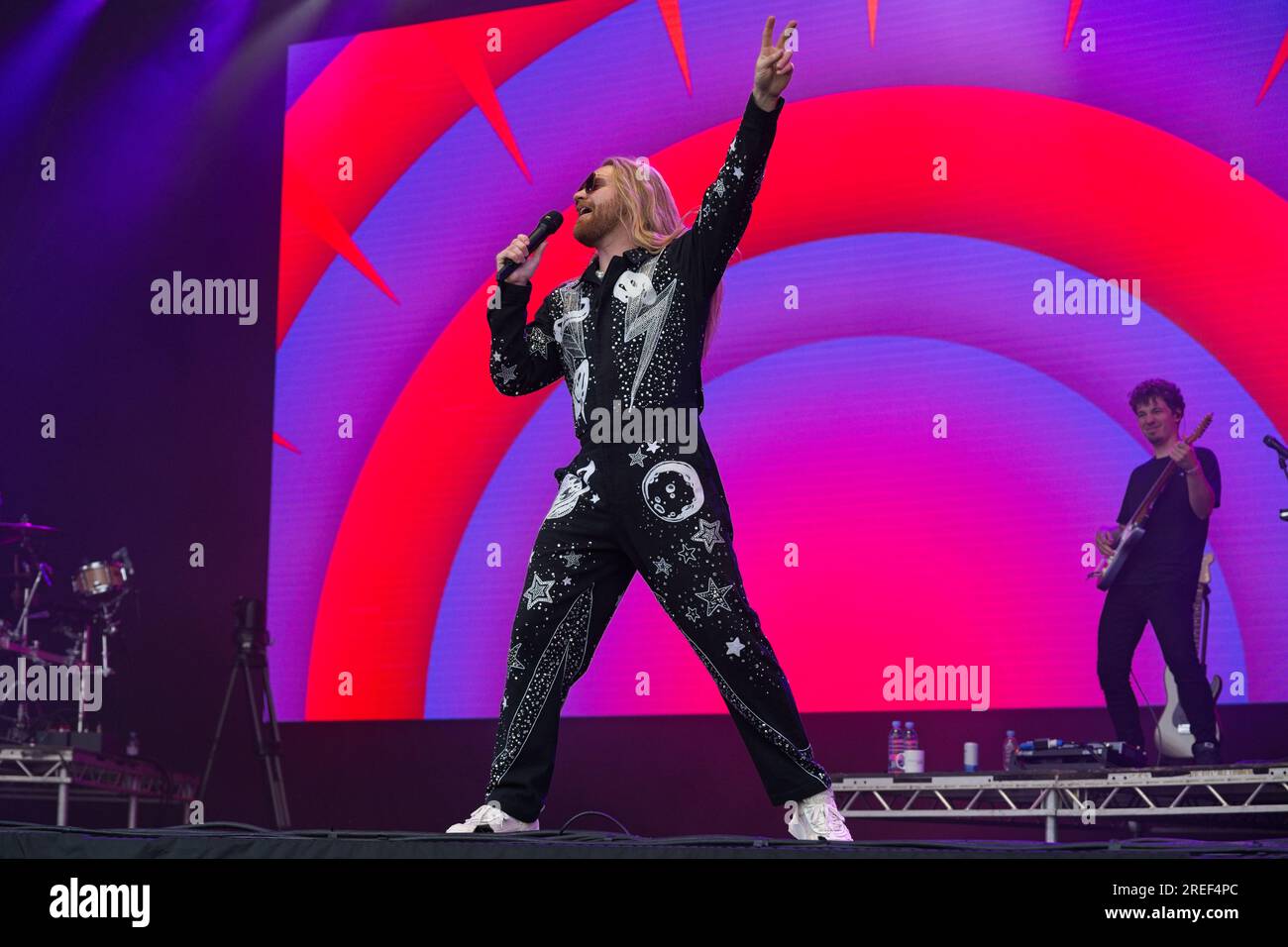 Sam Ryder auf der Bühne des Belladrum, Tartan Heart Music Festival Stockfoto